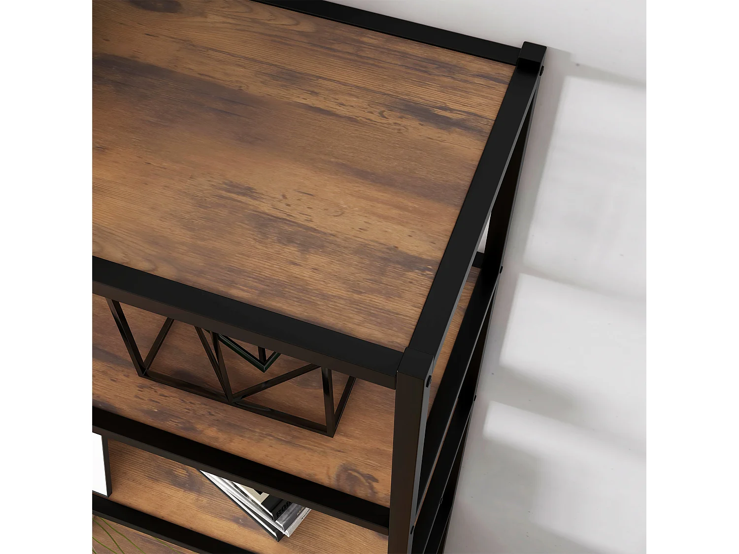 Libreria antiribaltamento stile industriale vintage marrone