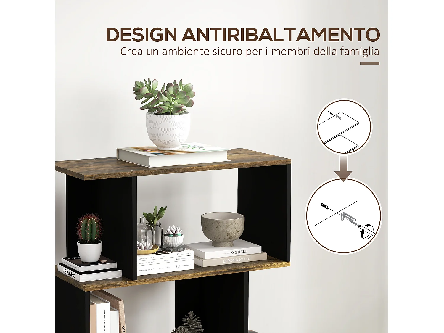 Libreria moderna a 9 scomparti per casa e ufficio in legno bianco