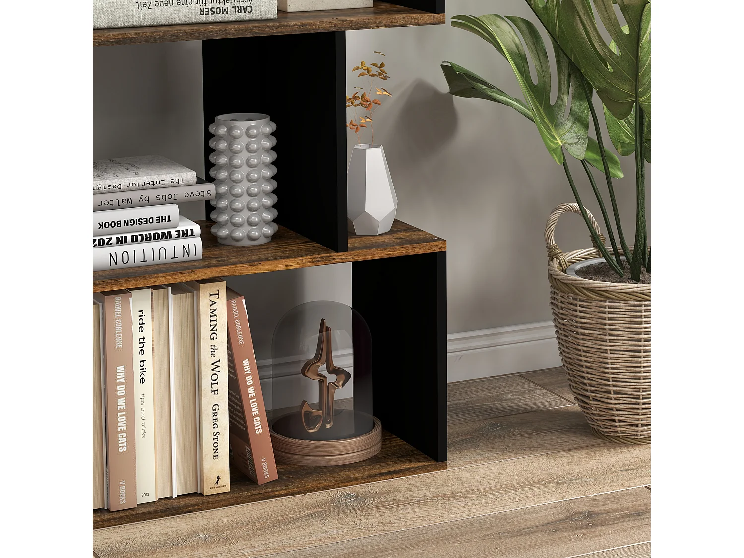 Libreria moderna a 9 scomparti per casa e ufficio in legno bianco