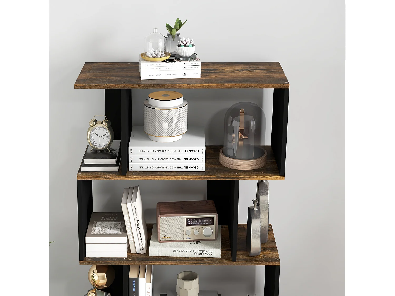 Libreria moderna a 9 scomparti per casa e ufficio in legno bianco