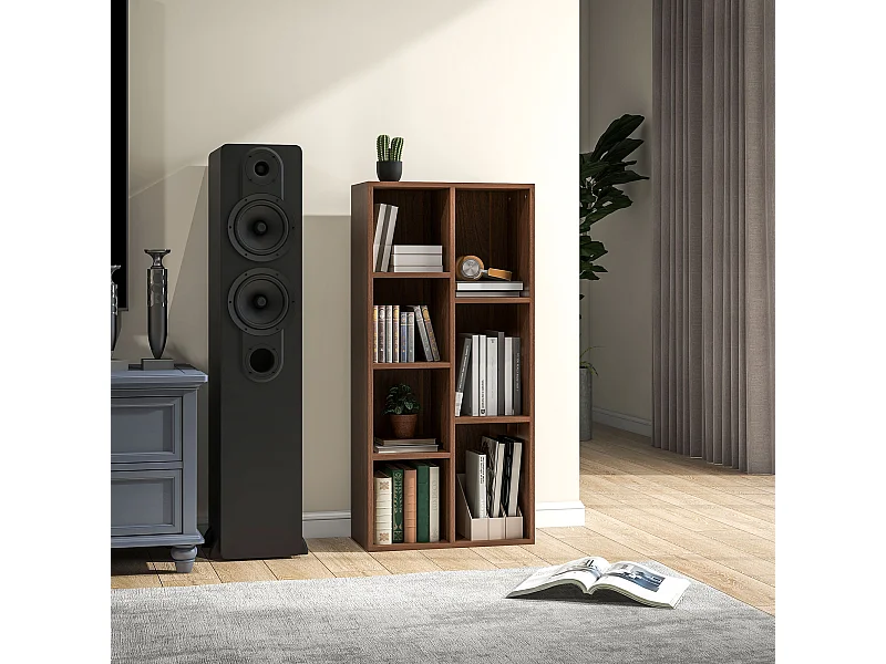 Libreria moderna con 6 ripiani per casa e ufficio in legno bianco