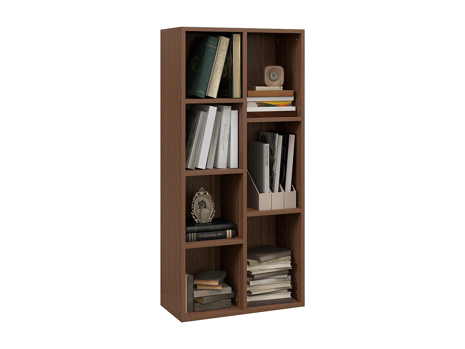 Libreria moderna con 6 ripiani per casa e ufficio in legno bianco