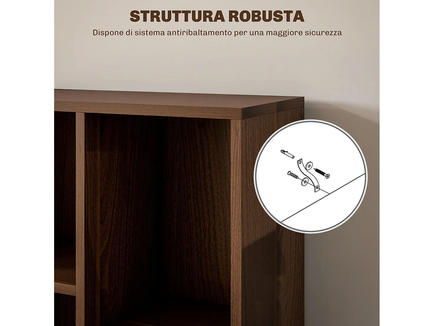 Libreria moderna con 6 ripiani per casa e ufficio in legno bianco