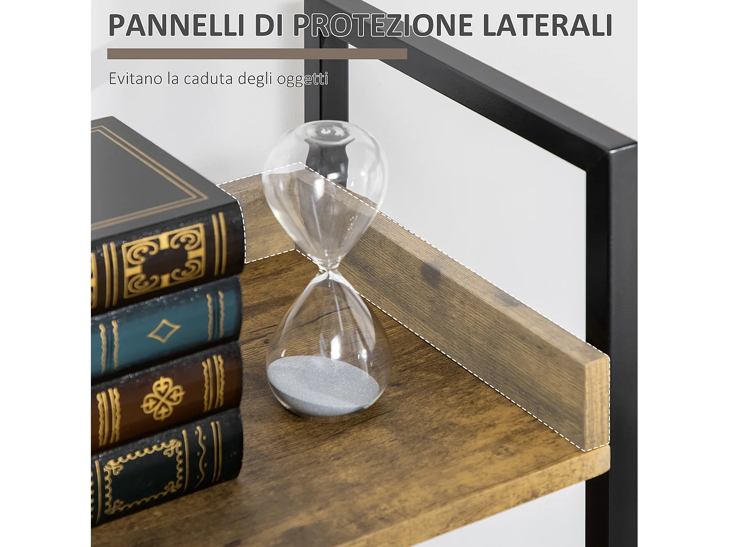 Mobile libreria a 5 ripiani in truciolato color legno 60x24x184.5 cm