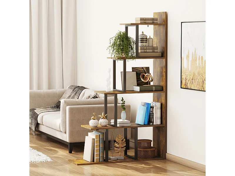 Libreria asimmetrica a s a 5 livelli in truciolato 80x24x159 cm bianco