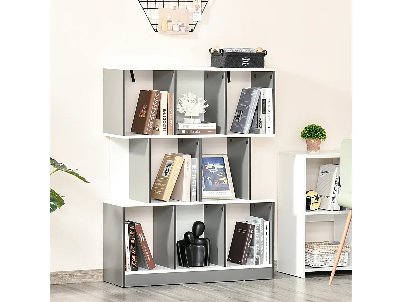 Libreria moderna in legno con 6 ripiani per casa e ufficio