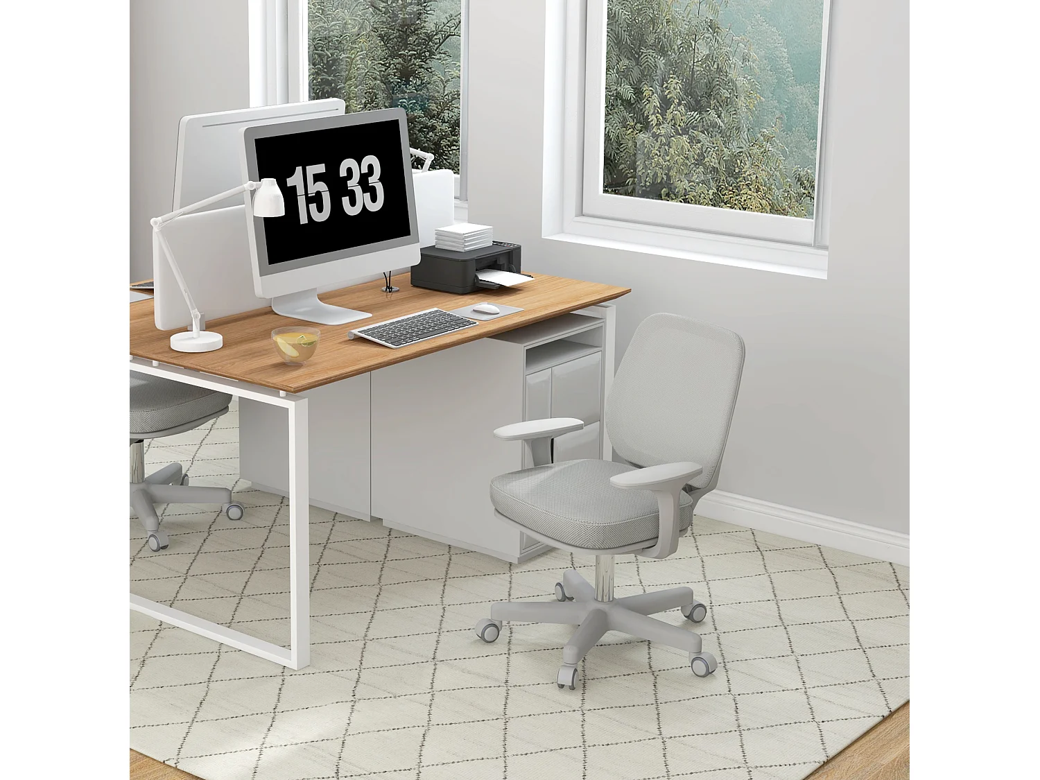 Sedia da ufficio ergonomica ad altezza regolabile grigia