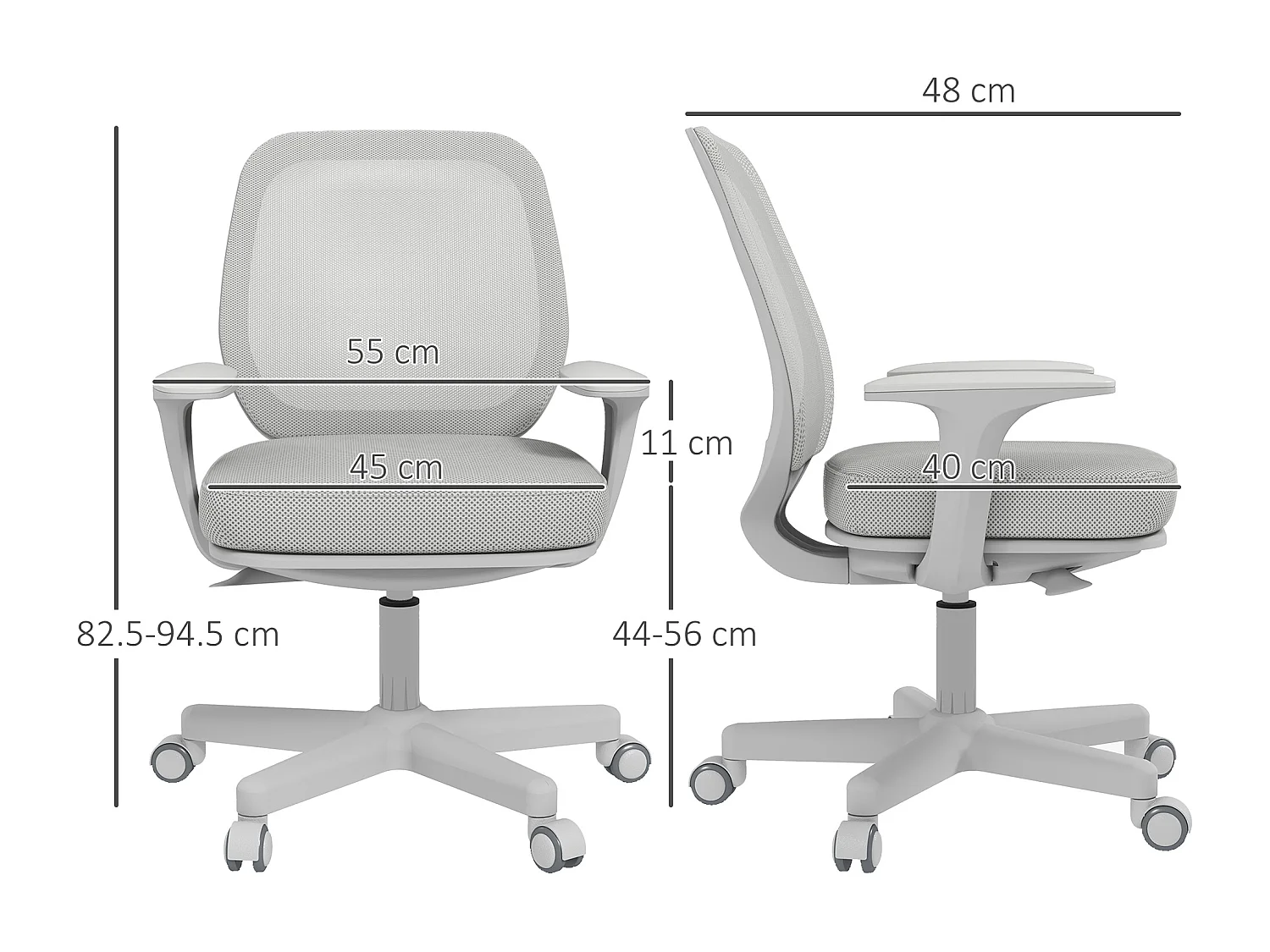 Sedia da ufficio ergonomica ad altezza regolabile grigia