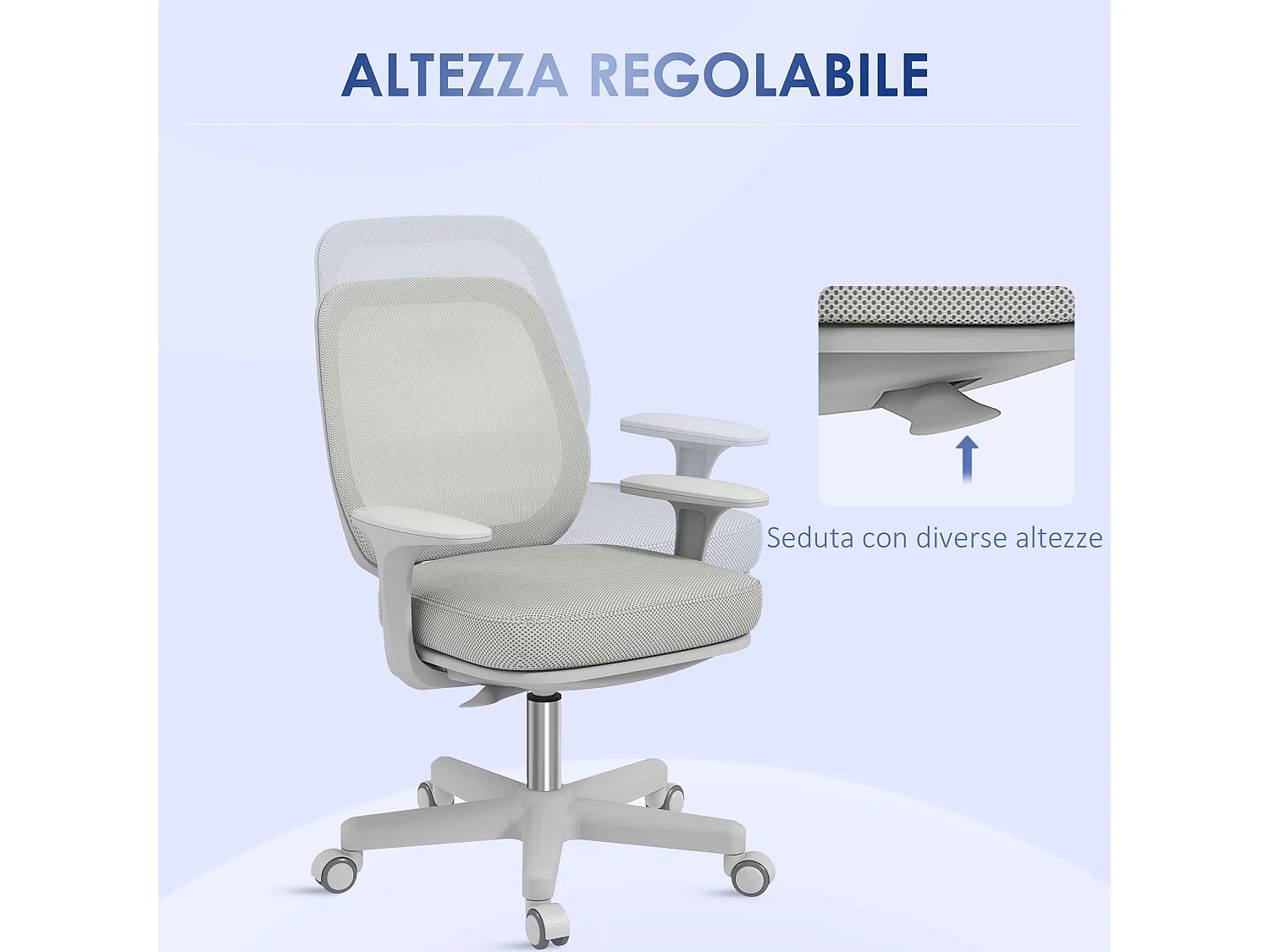 Sedia da ufficio ergonomica ad altezza regolabile grigia