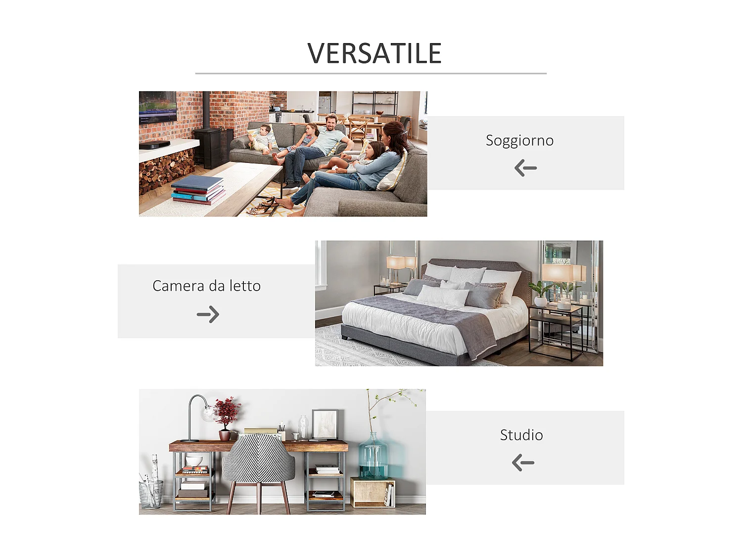 Scaffale libreria a muro con ante a 3 ripiani in legno e metallo nero