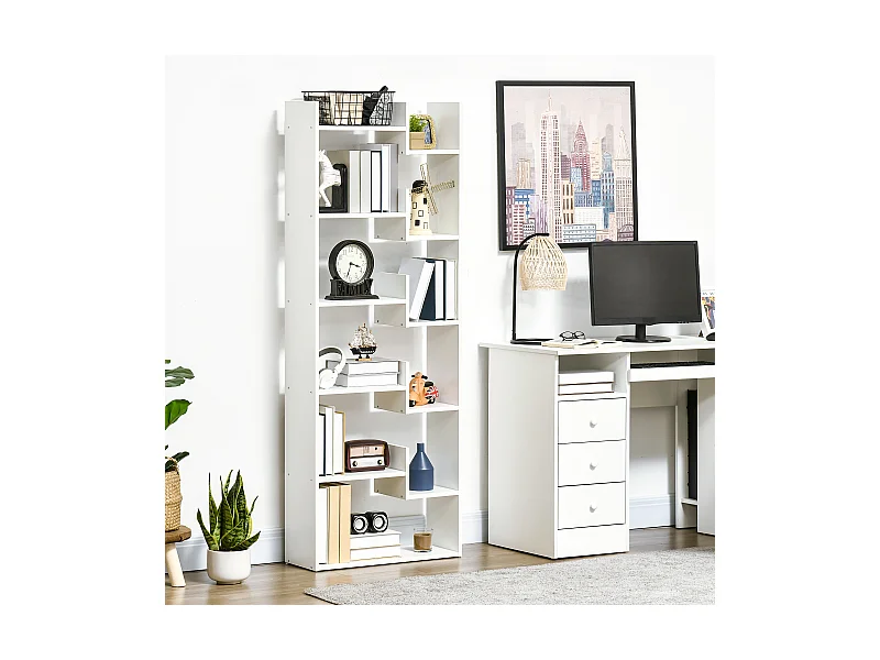 Libreria ad albero salvaspazio stile industriale in marrone