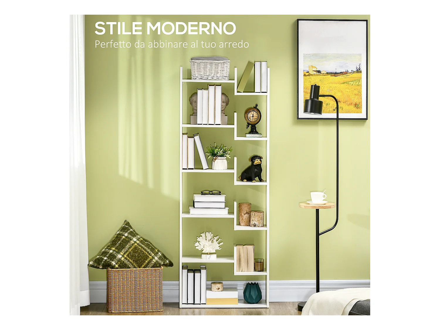 Libreria ad albero salvaspazio stile industriale in marrone