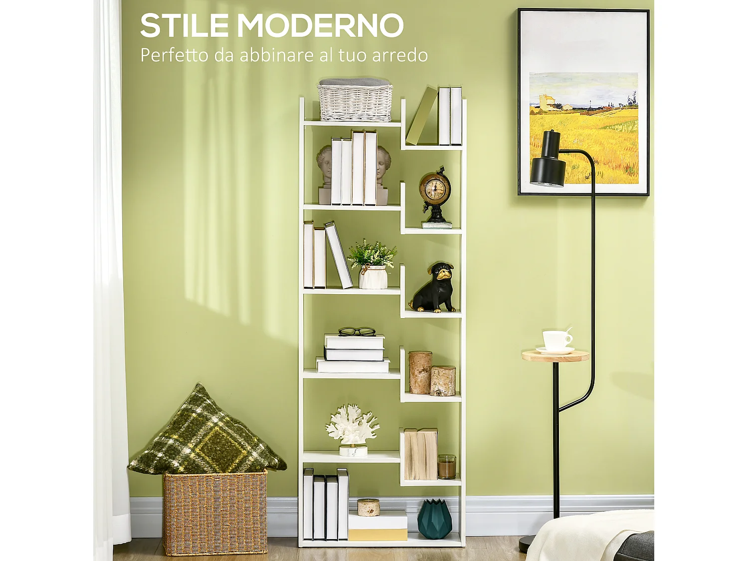 Libreria ad albero salvaspazio stile industriale in marrone