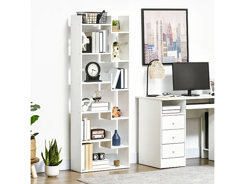 Libreria ad albero salvaspazio stile industriale in marrone