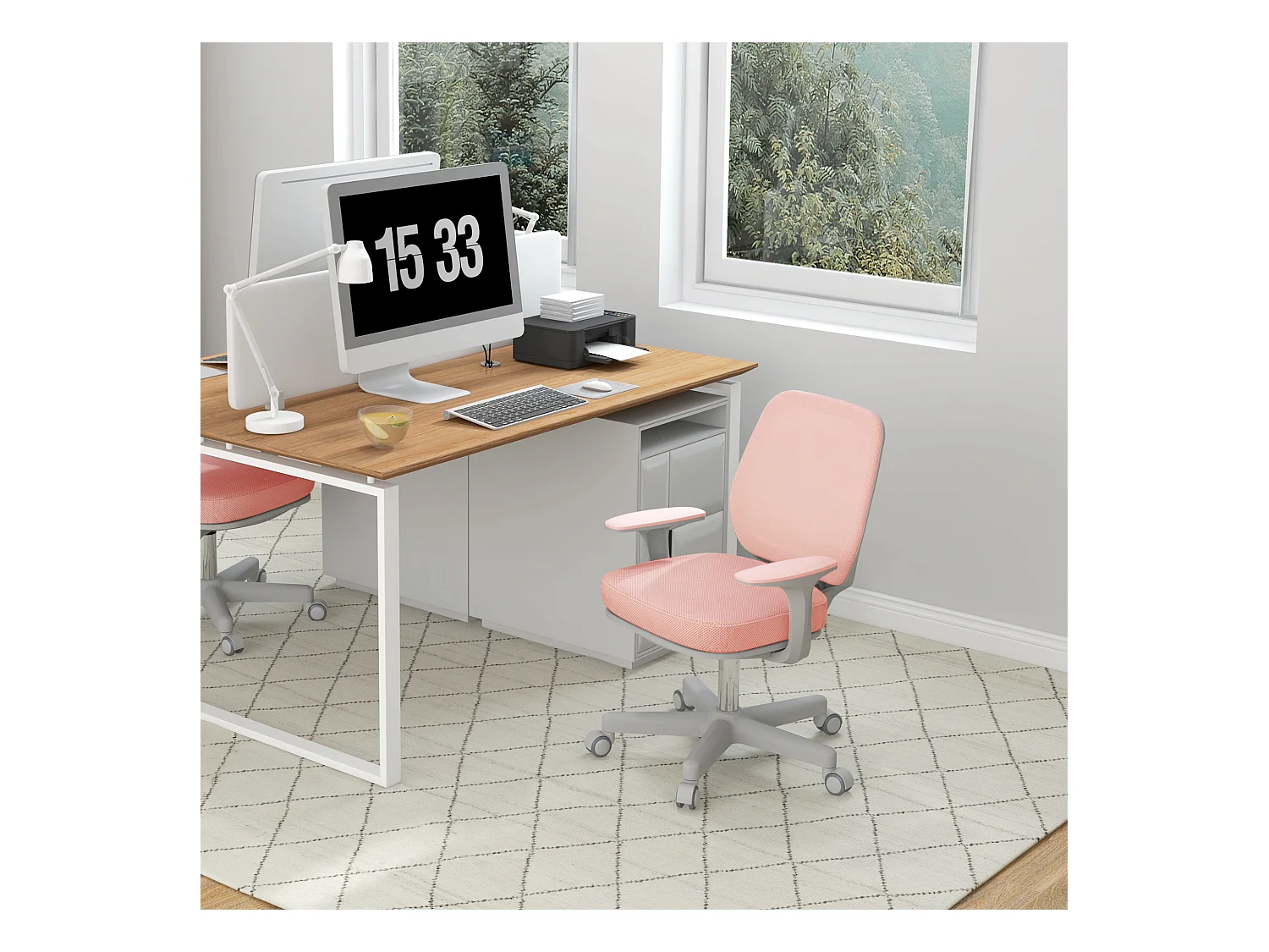 Sedia da ufficio ergonomica ad altezza regolabile rosa