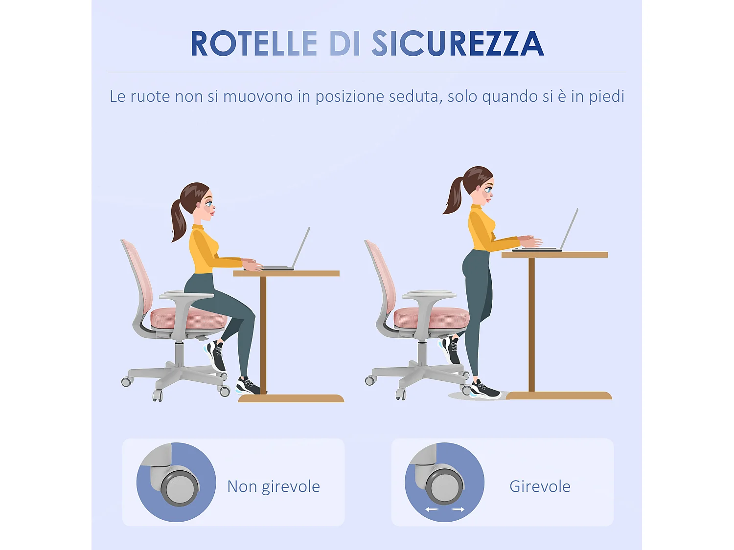 Sedia da ufficio ergonomica ad altezza regolabile rosa