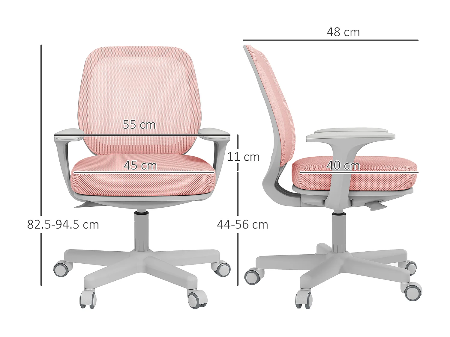 Sedia da ufficio ergonomica ad altezza regolabile rosa
