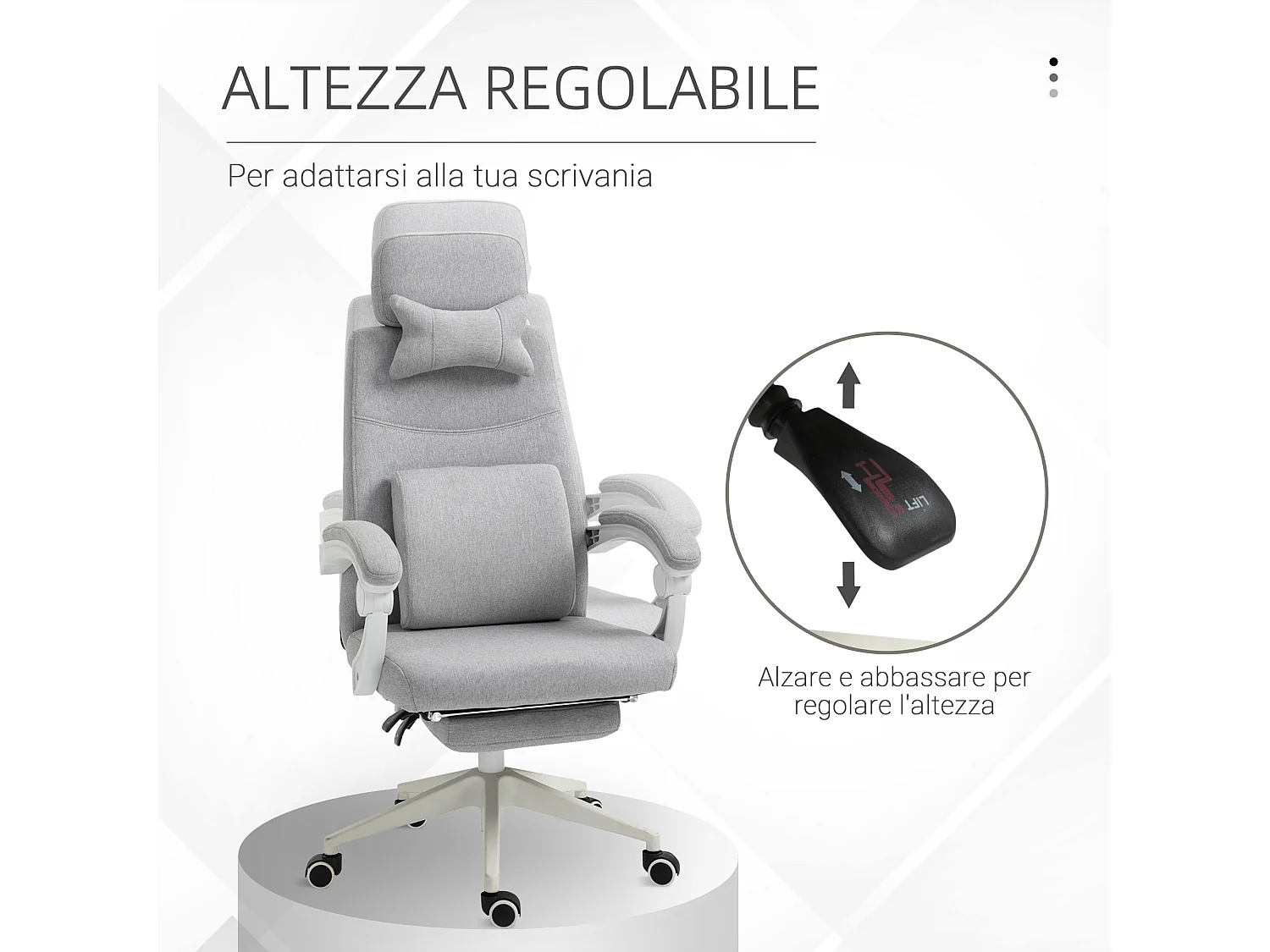 Poltrona da ufficio ergonomica in tessuto grigia