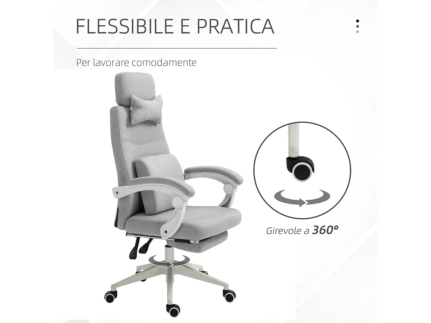 Poltrona da ufficio ergonomica in tessuto grigia