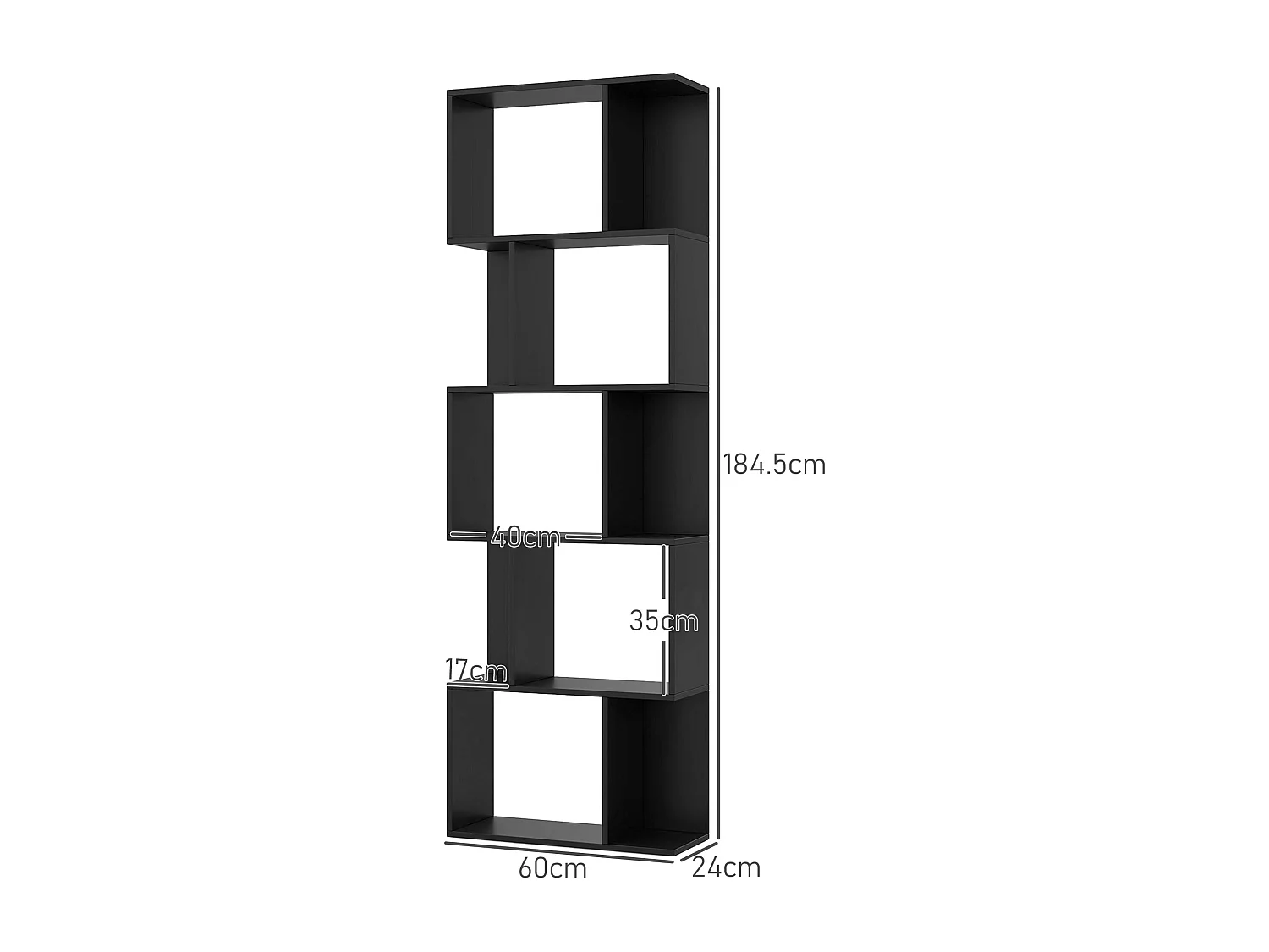 Mobile libreria stile industriale 5 ripiani in legno e acciaio