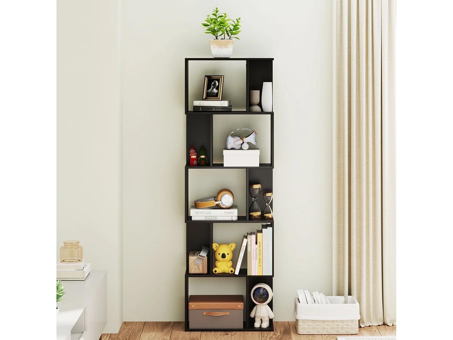 Mobile libreria stile industriale 5 ripiani in legno e acciaio