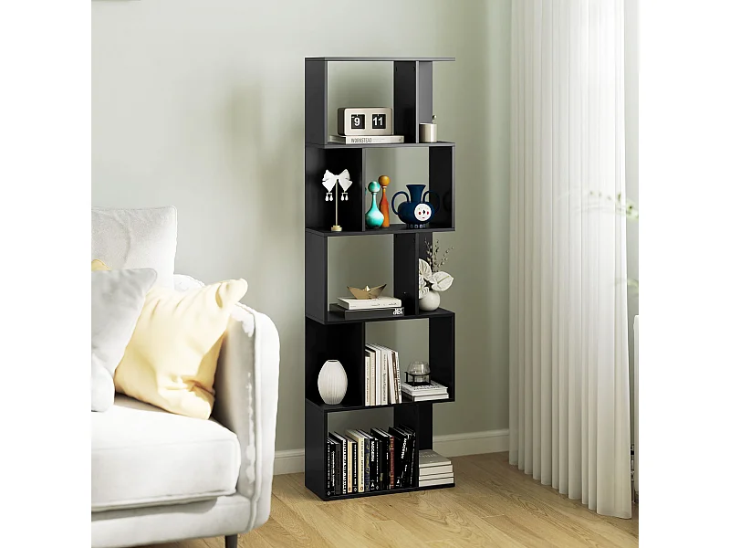 Mobile libreria stile industriale 5 ripiani in legno e acciaio