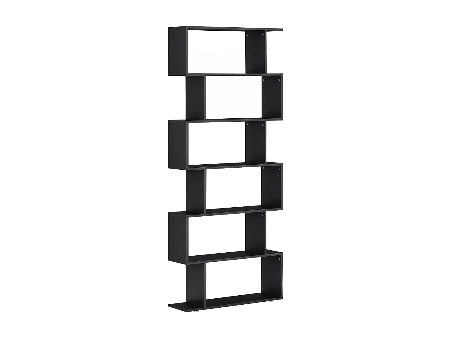 Libreria industriale vintage con 6 mensole in legno e metallo nero