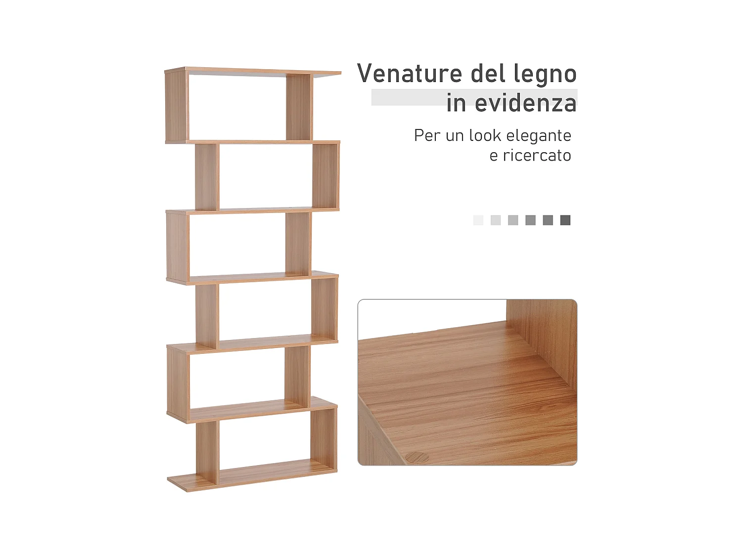 Scaffale libreria a scala 3 mensole e armadietto stile nordico