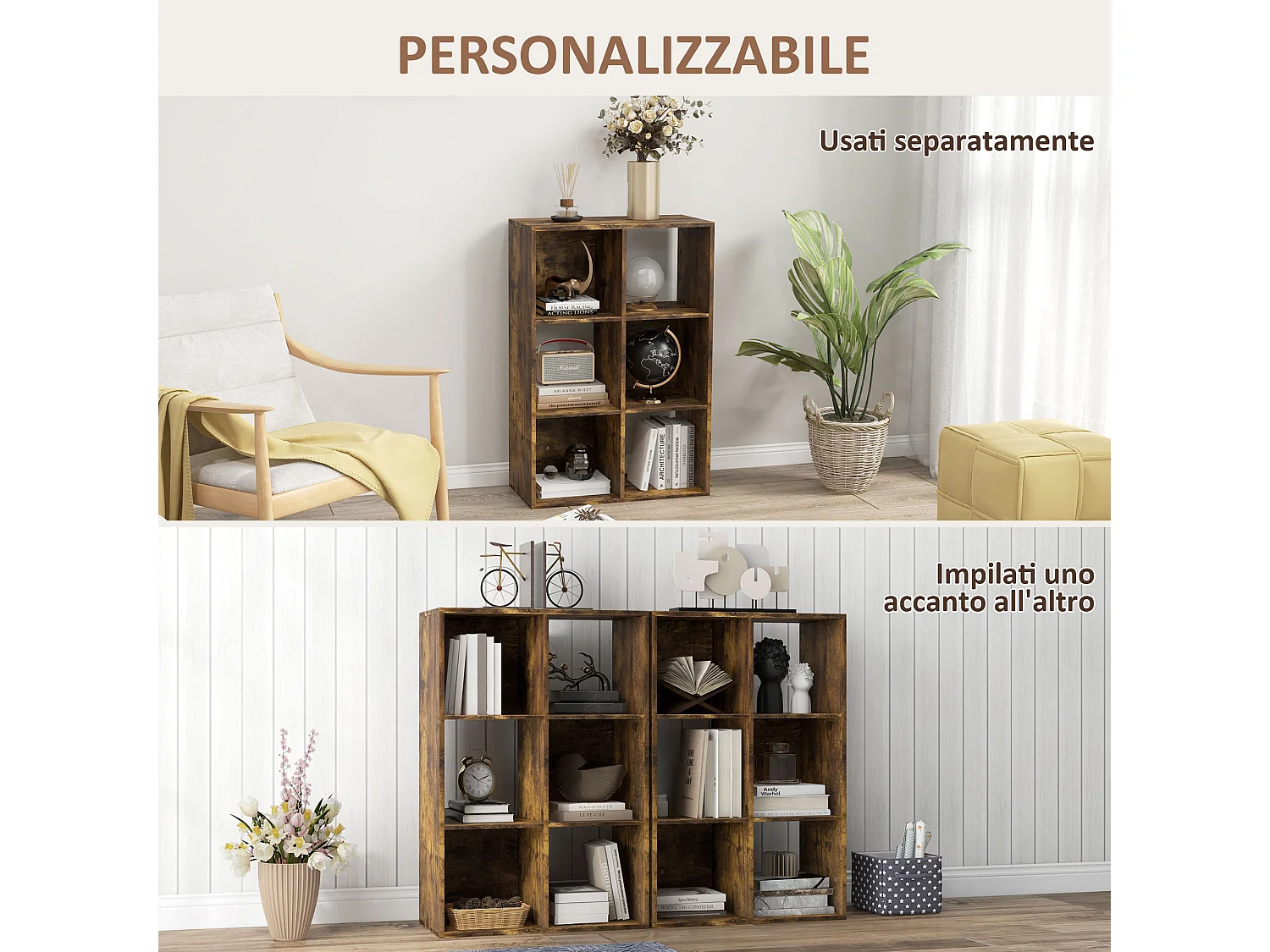 Libreria a 4 ripiani design moderno scaffale metallo bianca