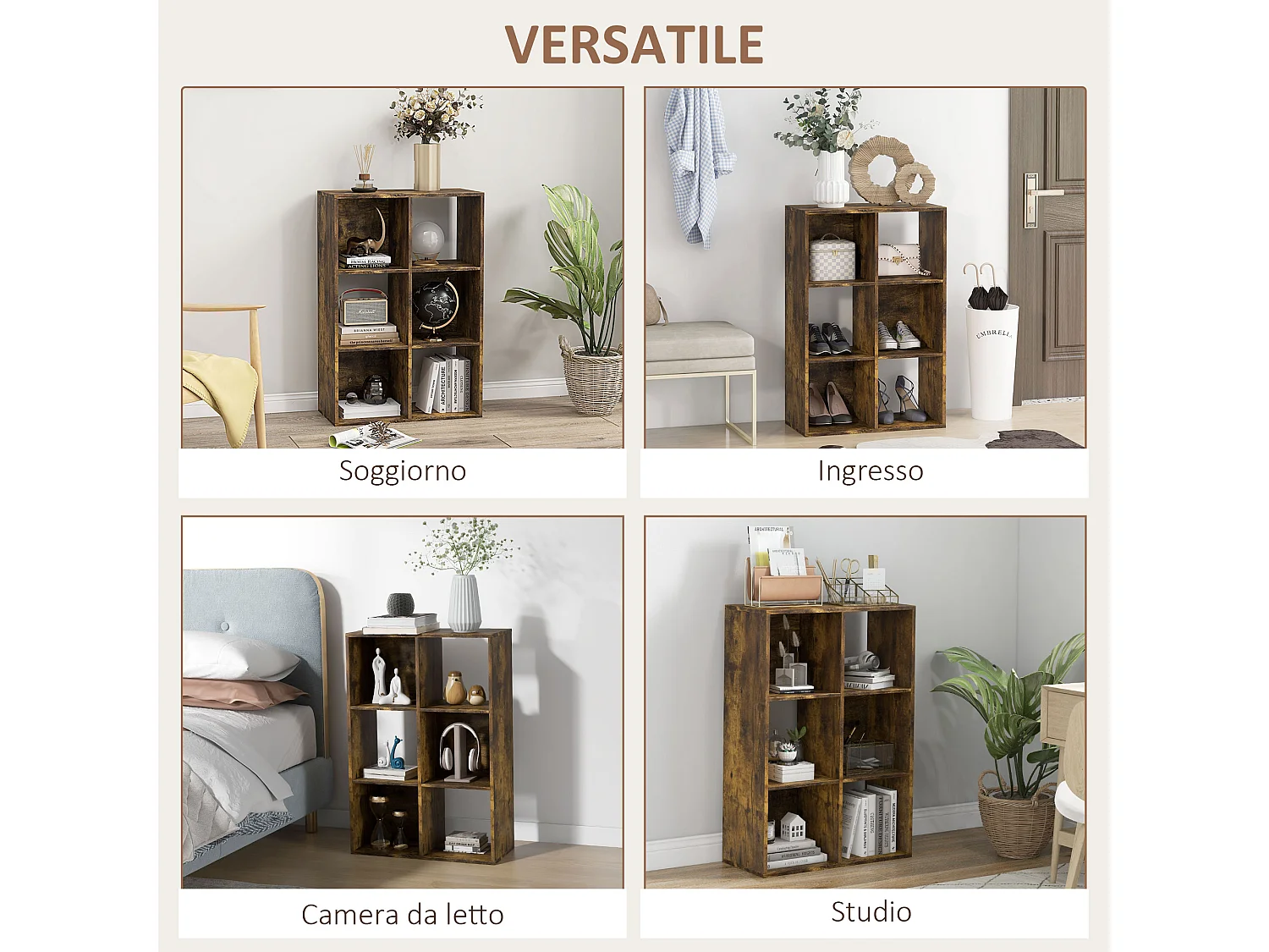 Libreria a 4 ripiani design moderno scaffale metallo bianca