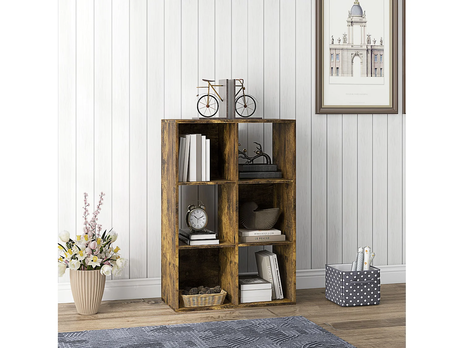 Libreria a 4 ripiani design moderno scaffale metallo bianca