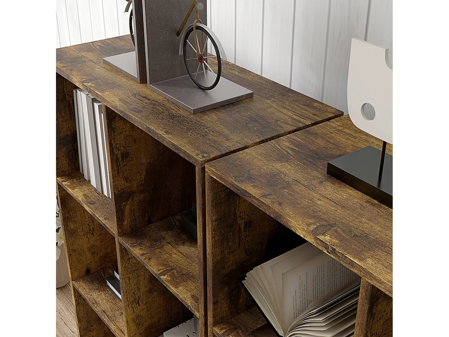 Libreria a 4 ripiani design moderno scaffale metallo bianca