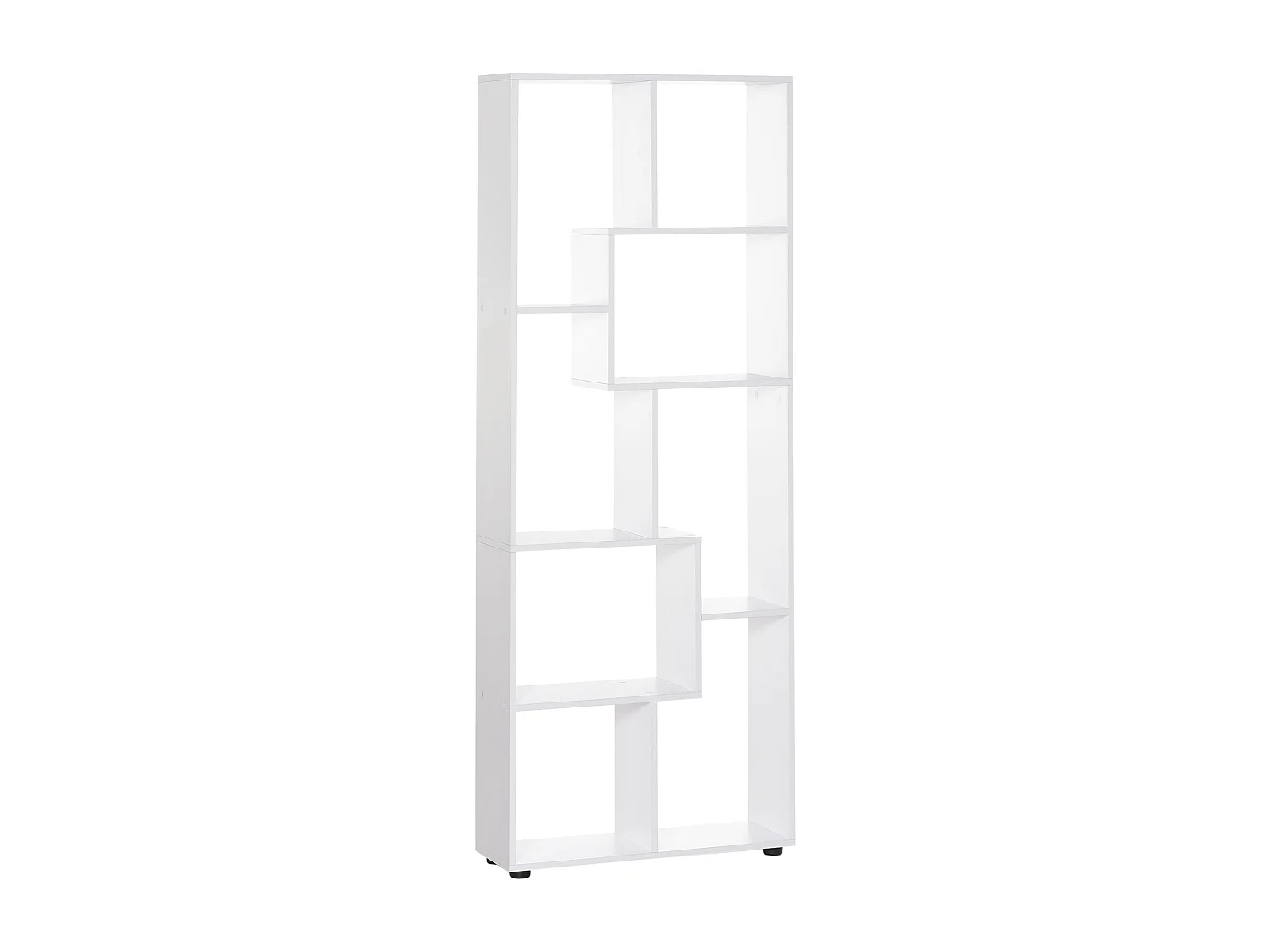 Mobile libreria a cubi con 7 ripiani di diverse dimensioni in mdf noce