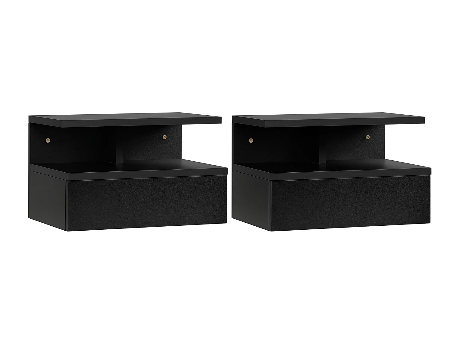 Set 2 comodini sospesi con cassetto e mensola 35x32x22.5cm