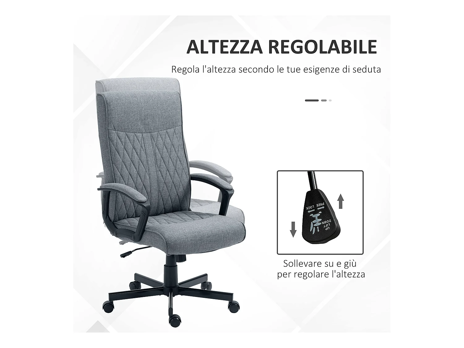 Sedia da ufficio girevole con dondolo e altezza regolabile