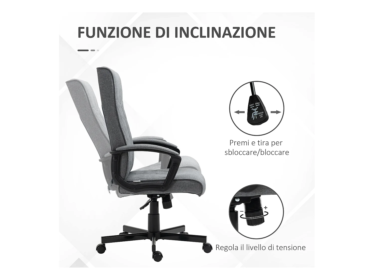 Sedia da ufficio girevole con dondolo e altezza regolabile