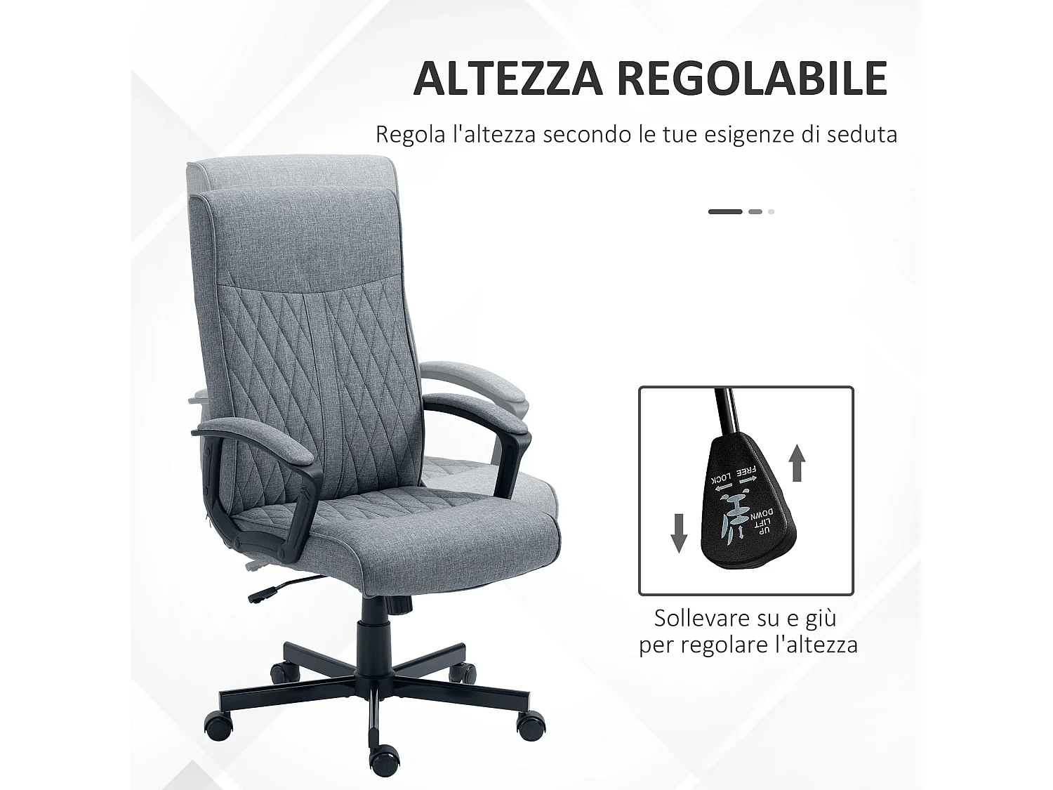 Sedia da ufficio girevole con dondolo e altezza regolabile