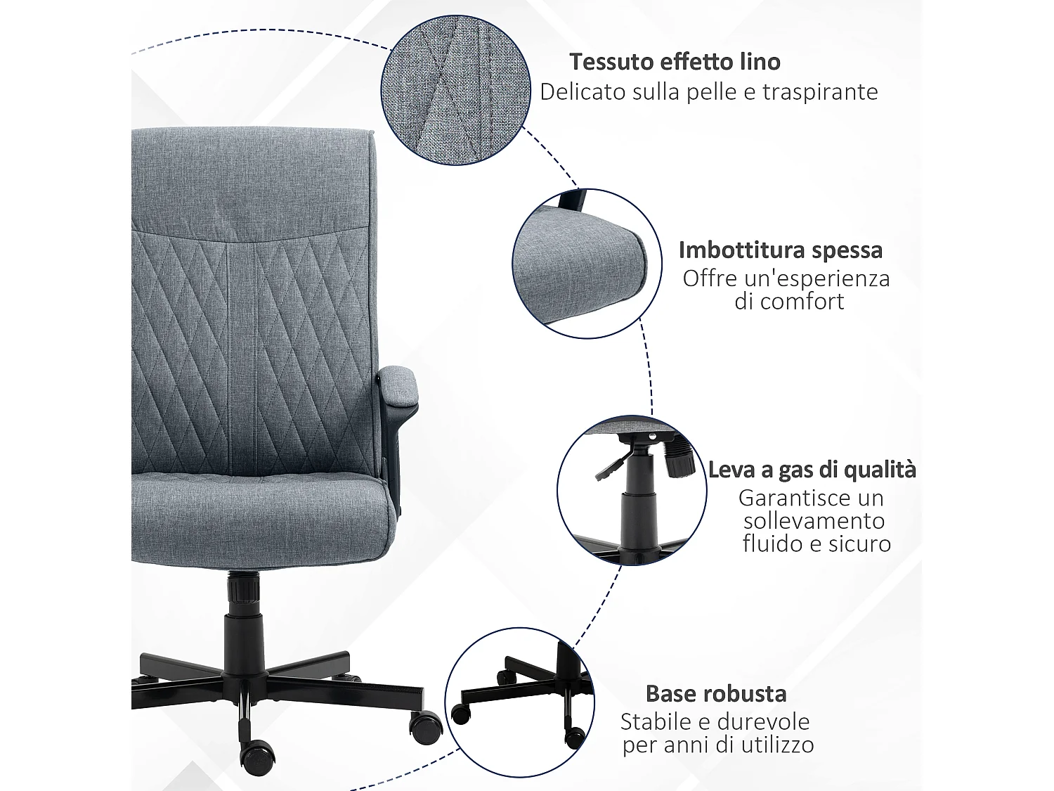 Sedia da ufficio girevole con dondolo e altezza regolabile