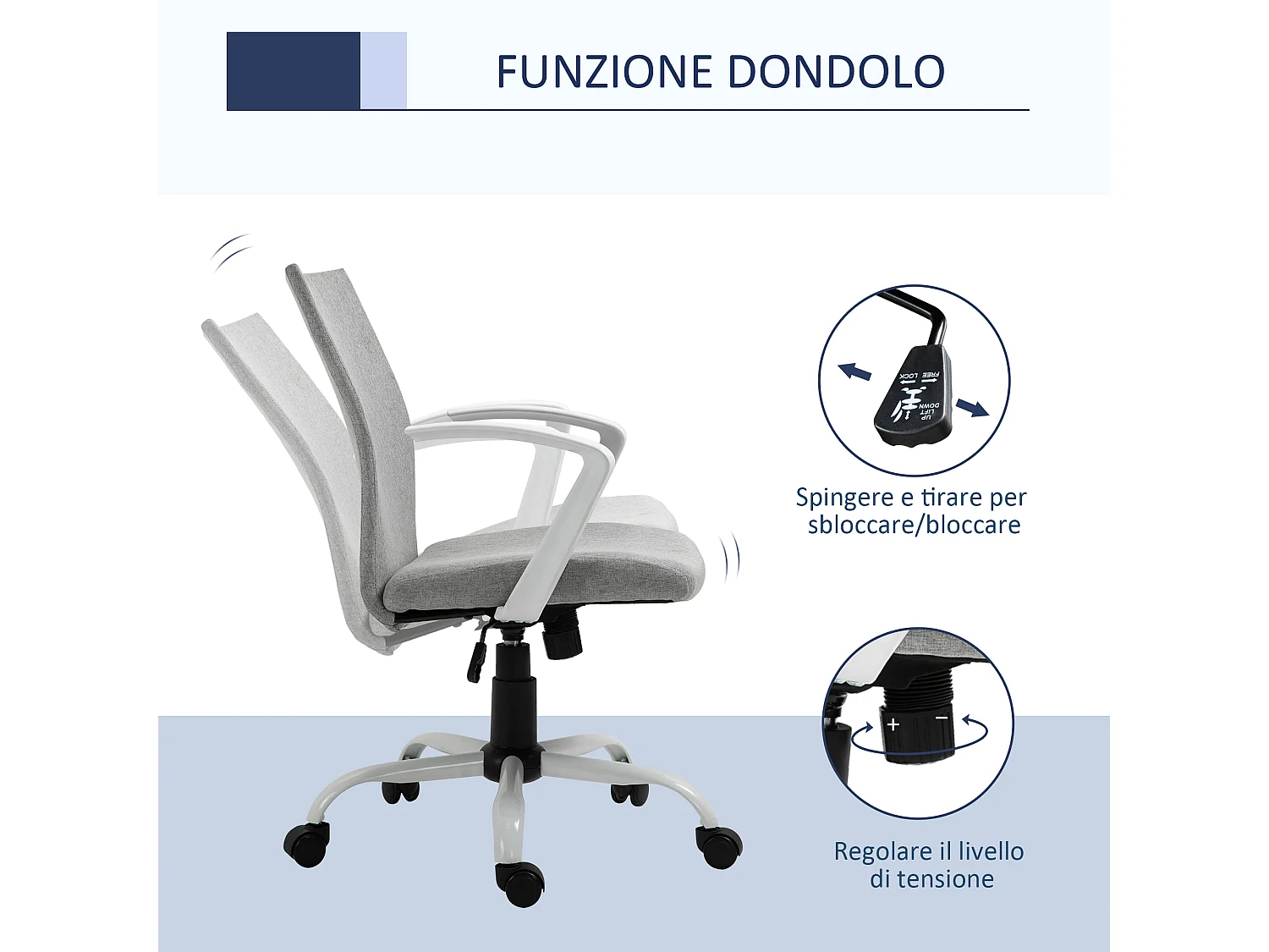 Sedia da ufficio ergonomica e regolabile per scrivania grigia