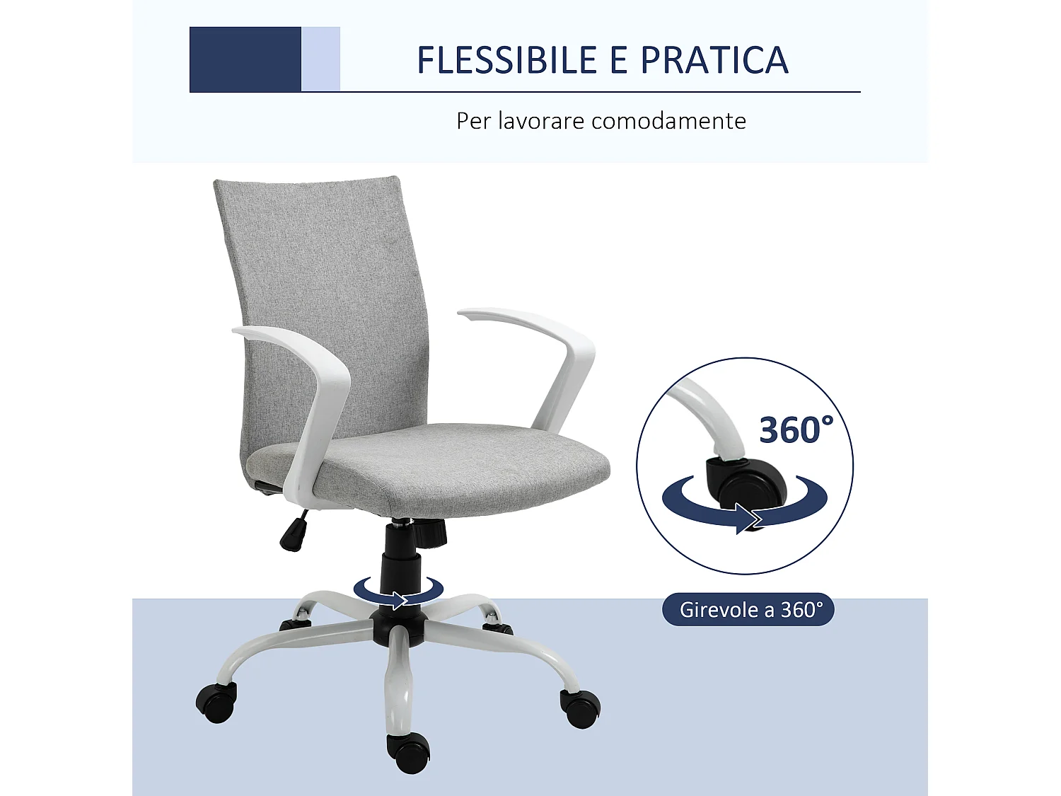 Sedia da ufficio ergonomica e regolabile per scrivania grigia