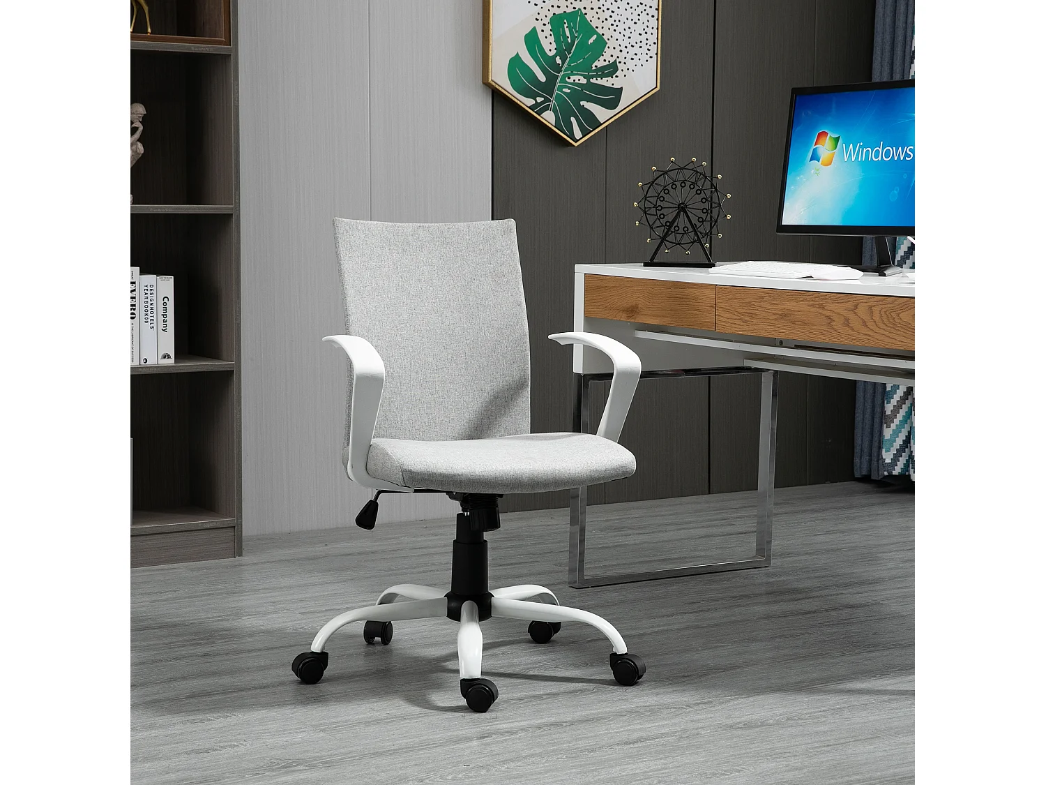 Sedia da ufficio ergonomica e regolabile per scrivania grigia