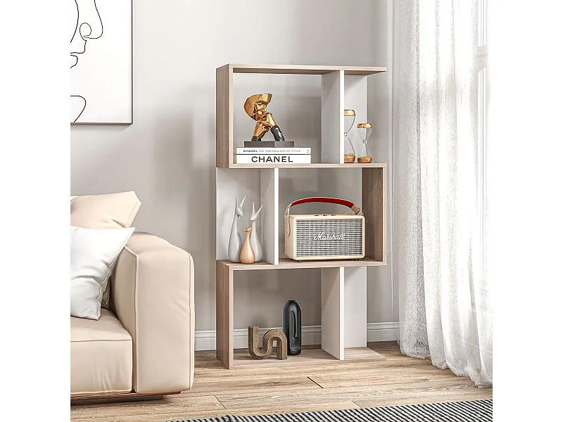 Libreria moderna asimmetrica con 5 ripiani 70x29.5x163 cm marrone