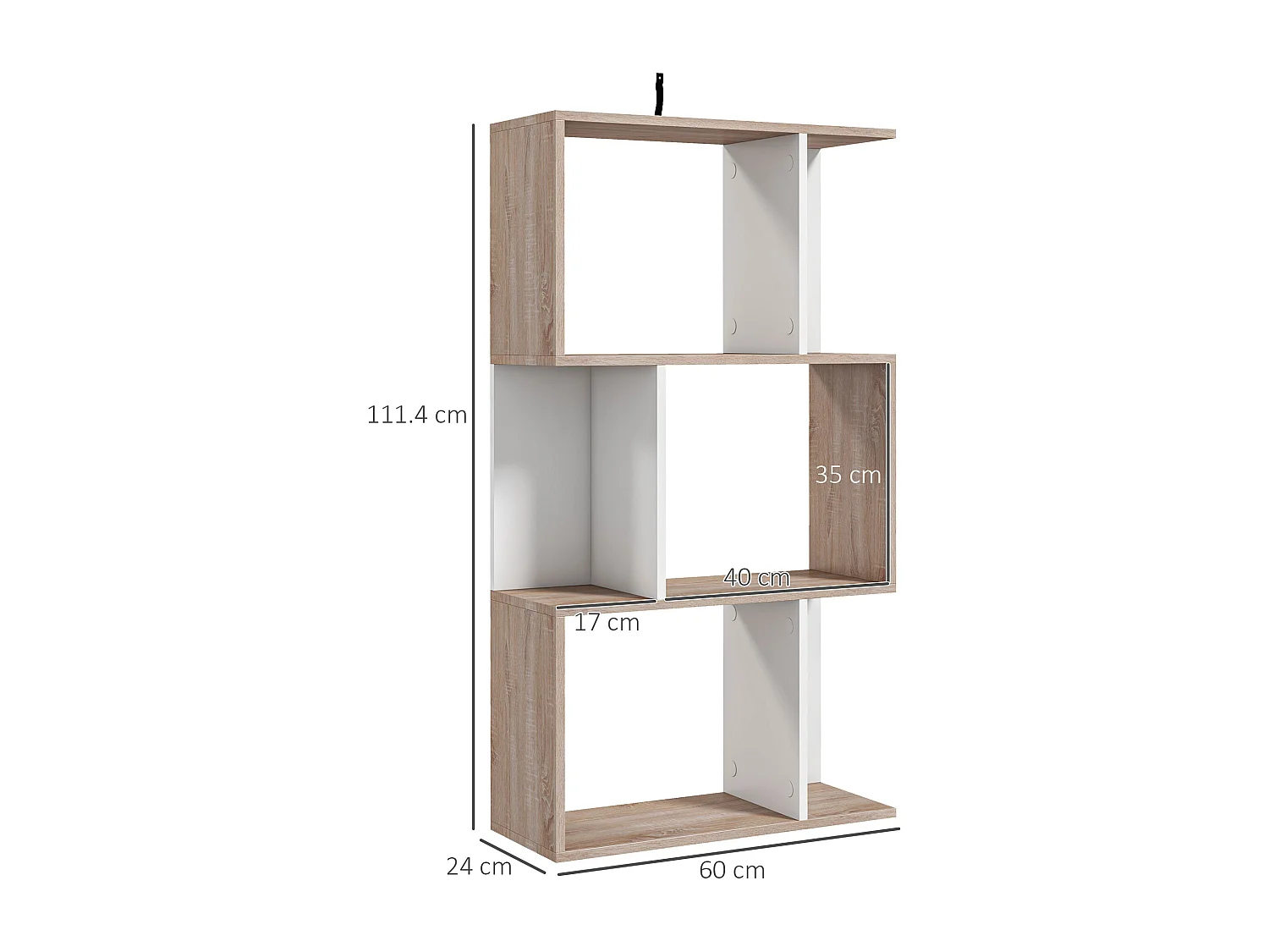 Libreria moderna asimmetrica con 5 ripiani 70x29.5x163 cm marrone