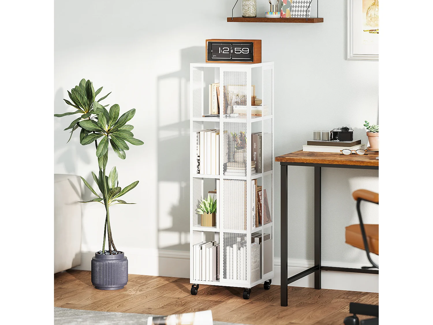 Libreria a cubi moderna con 6 ripiani in truciolato marrone