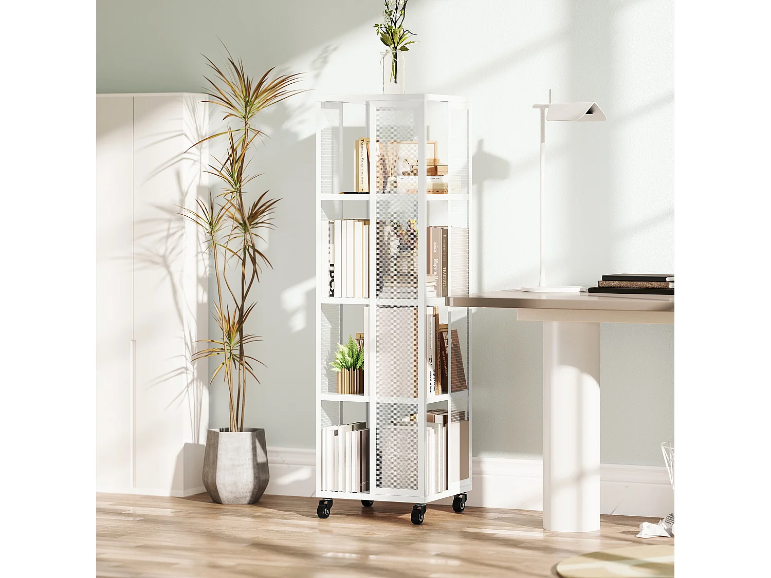 Libreria a cubi moderna con 6 ripiani in truciolato marrone