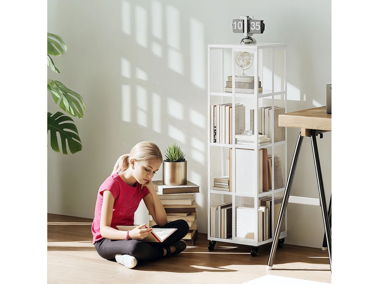 Libreria a cubi moderna con 6 ripiani in truciolato marrone