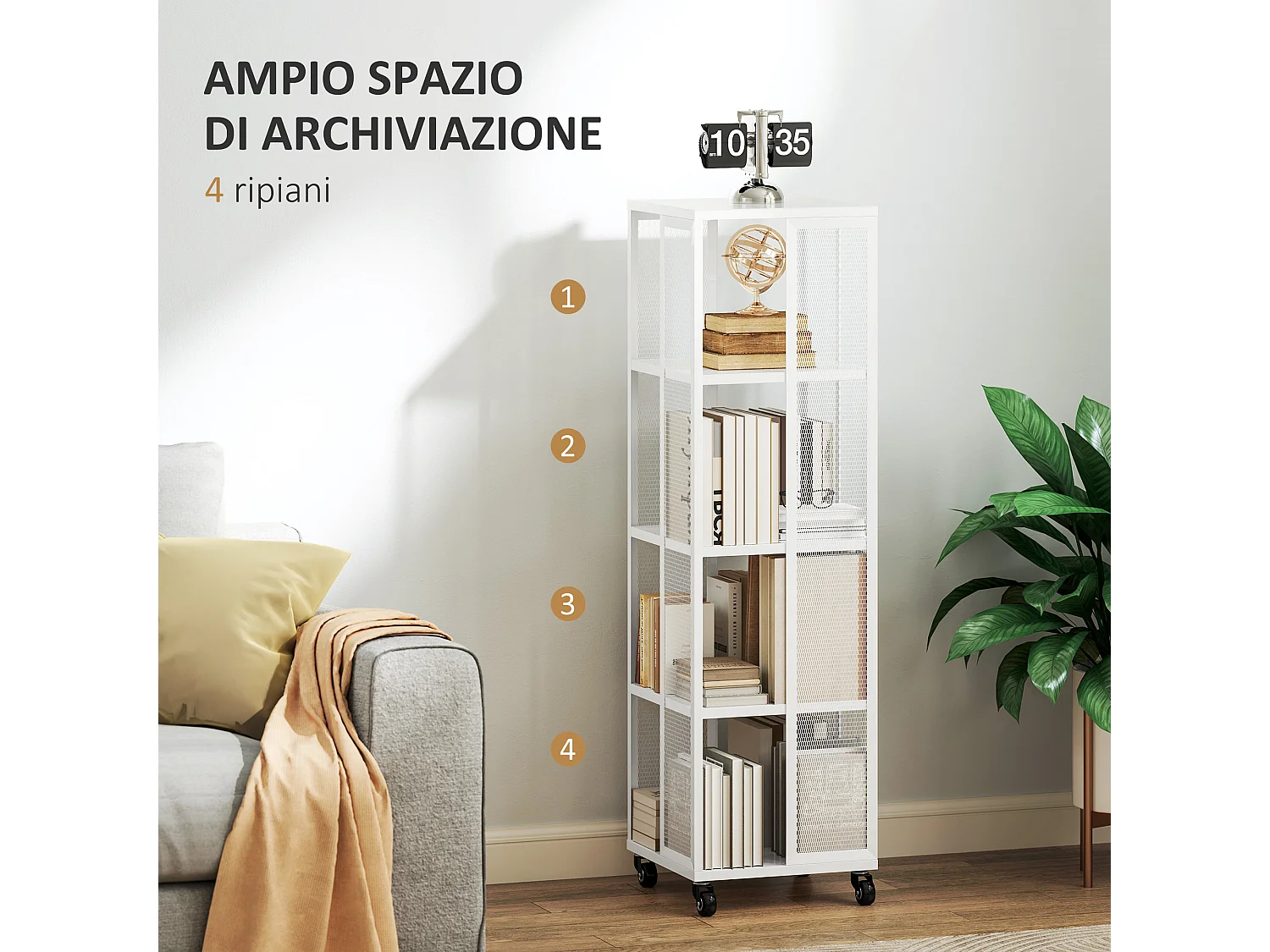 Libreria a cubi moderna con 6 ripiani in truciolato marrone