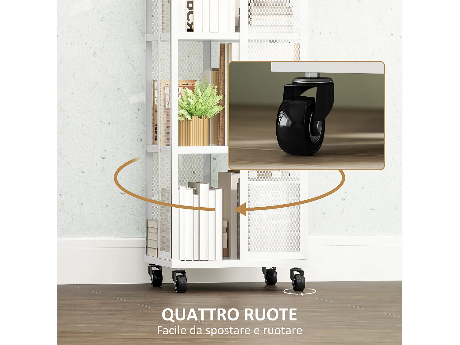 Libreria a cubi moderna con 6 ripiani in truciolato marrone