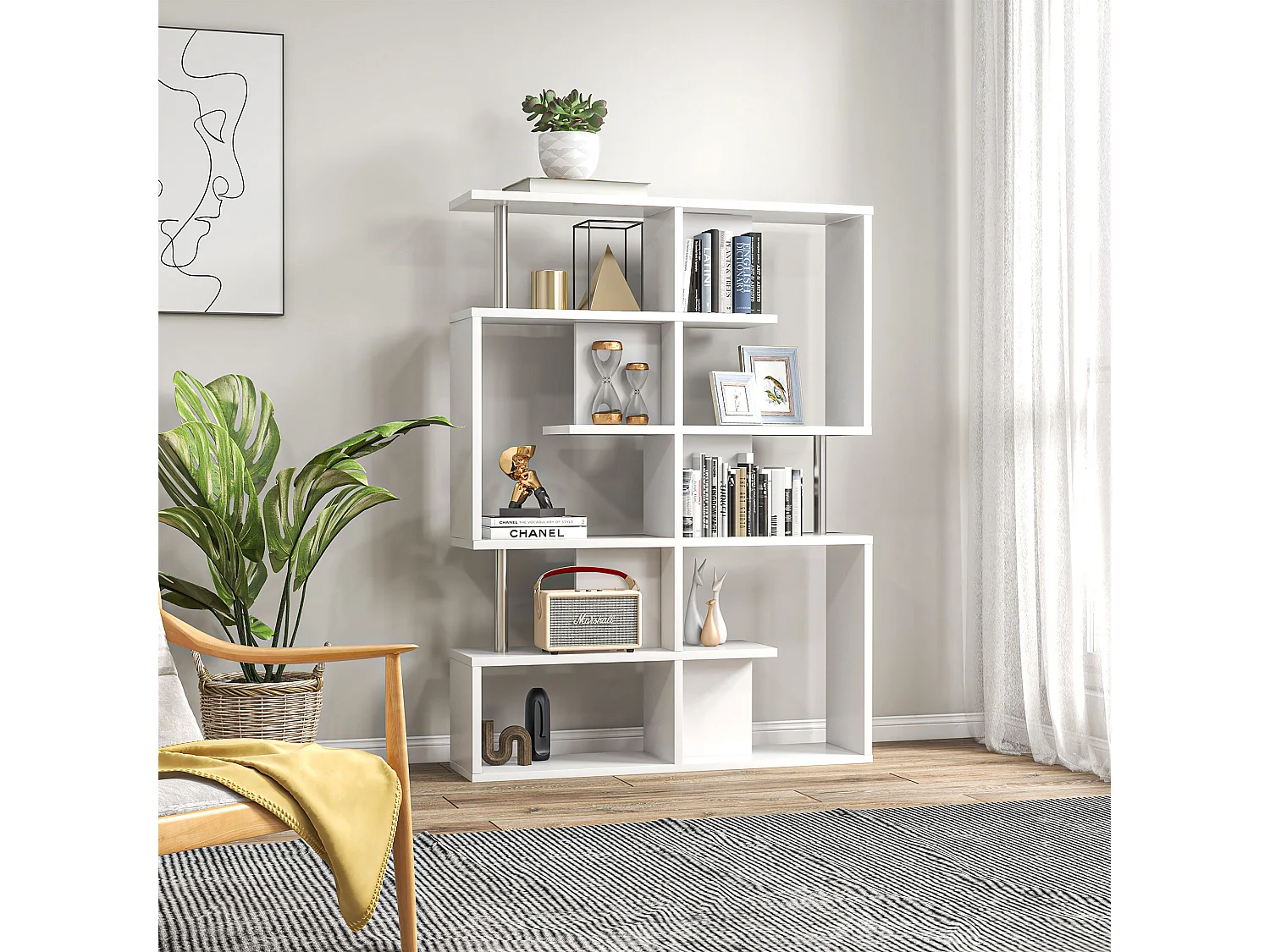 Mobile libreria a 8 ripiani in truciolato 100x24x124 cm grigio carbone