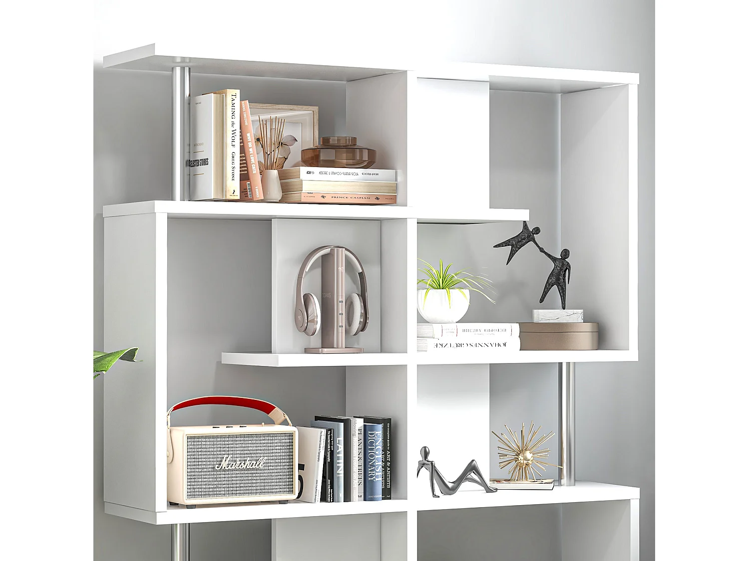 Mobile libreria a 8 ripiani in truciolato 100x24x124 cm grigio carbone
